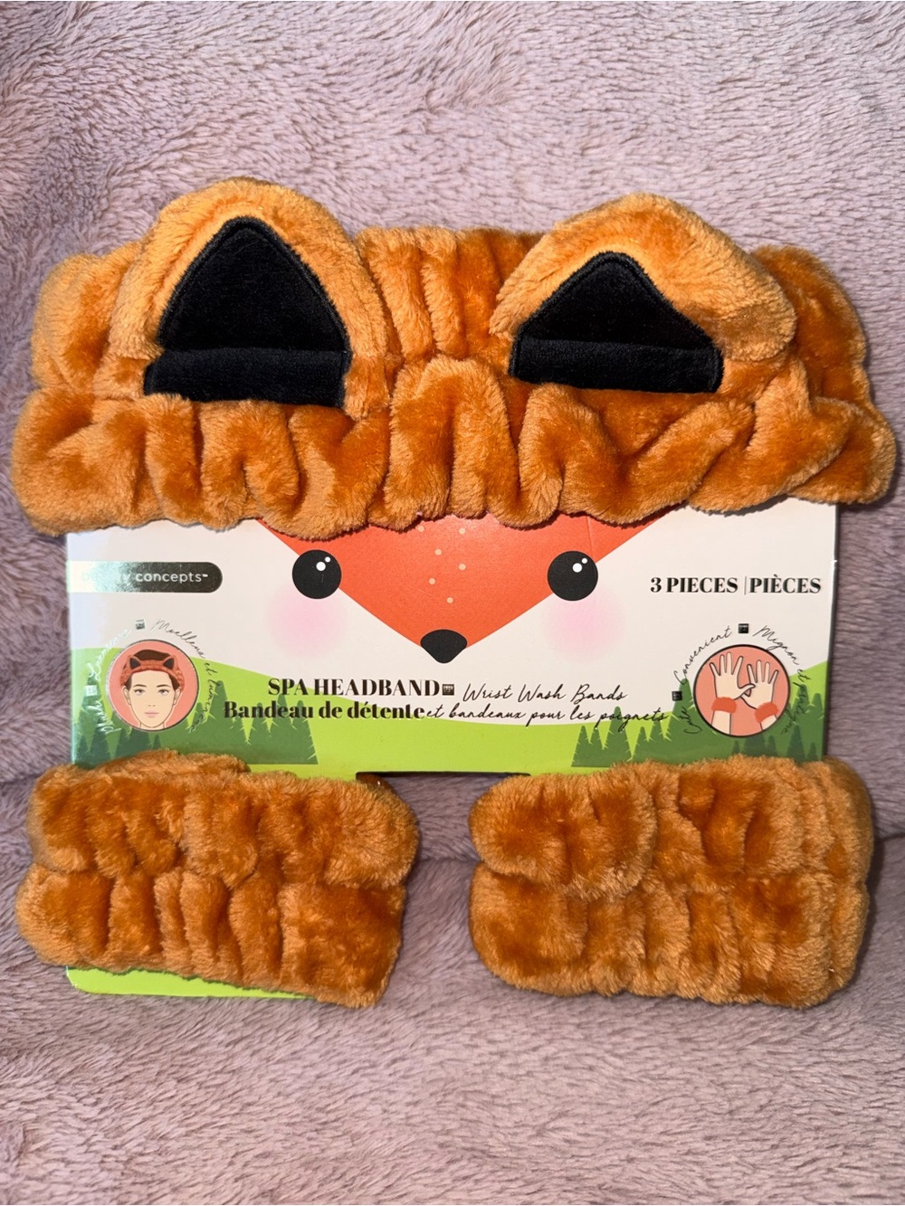 🦊 Fox Ear Spa Headband Set in Orange